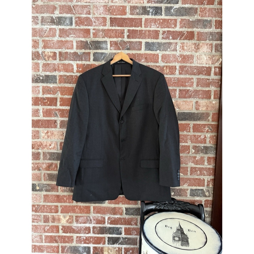 Perry Ellis 100% Wool Black Dot Blazer Jacket Men's 46 L
